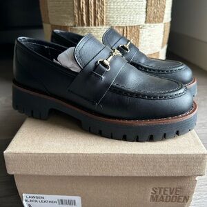 Steve Madden Black Leather Women's Loafers